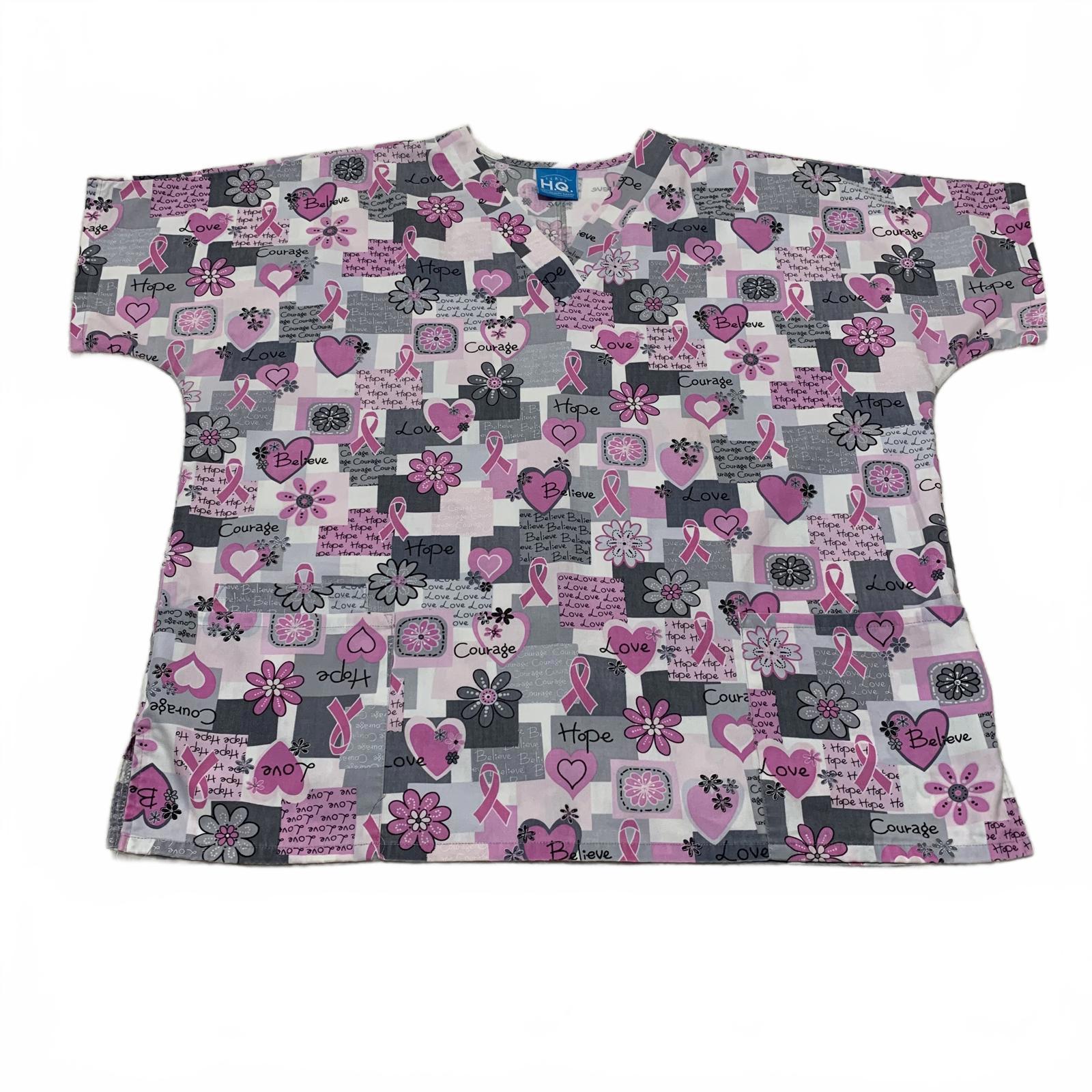 Uniforme médico básico de alta calidad para mujer, talla L/XL, lazo rosa, concienciación sobre el cáncer de mama