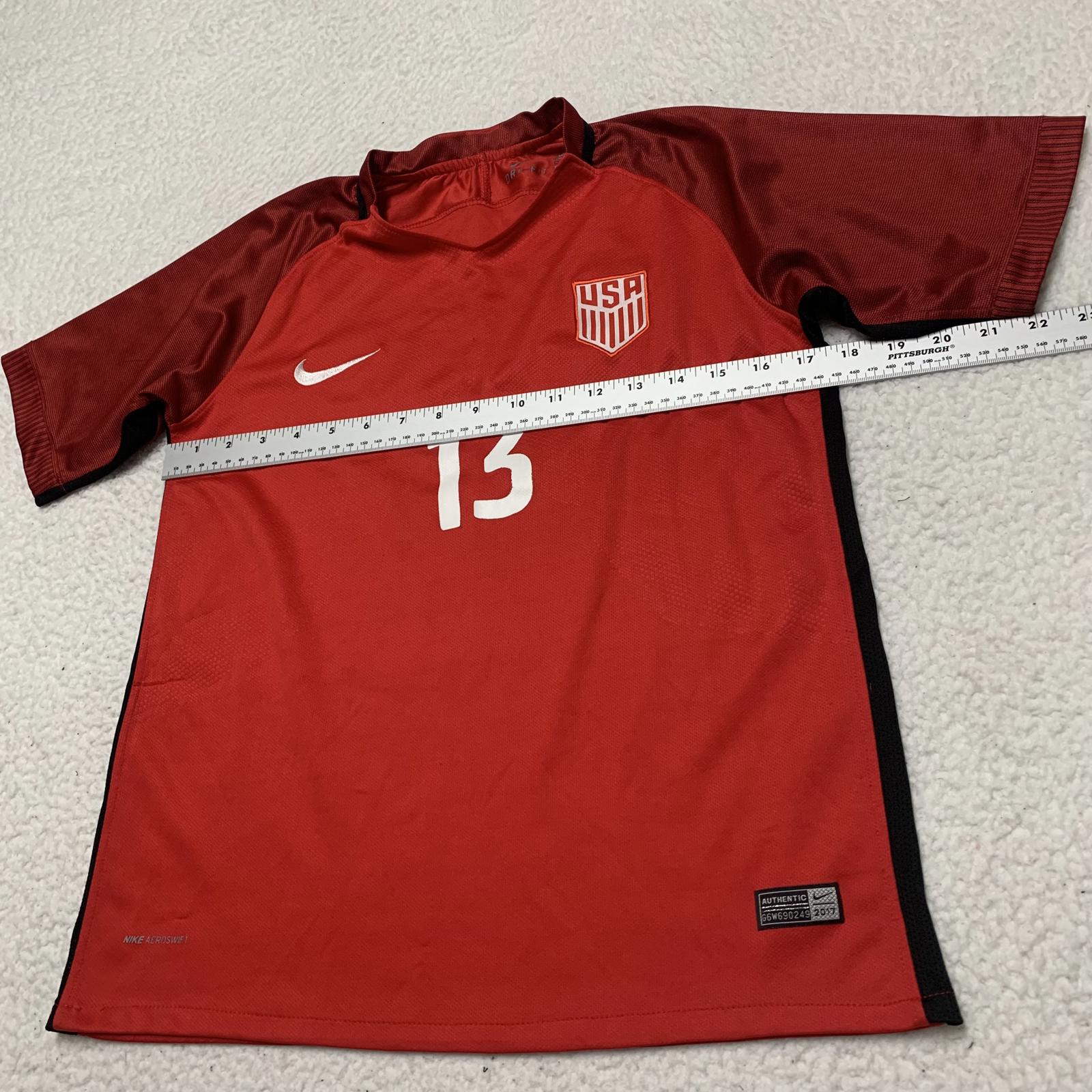 Camiseta de fútbol Nike USA para mujer, talla 26, rojo, negro, Morgan #13, tecnología Dri-FIT