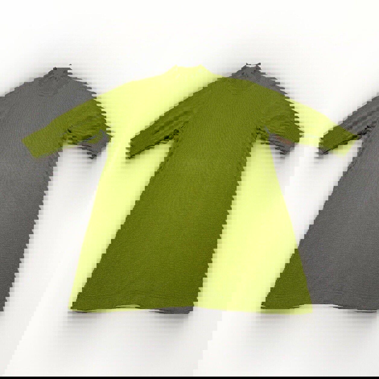 Of White Women’s Size 38 Lime Green  Half Sleeve Mock Neck Shirt Stretch Top