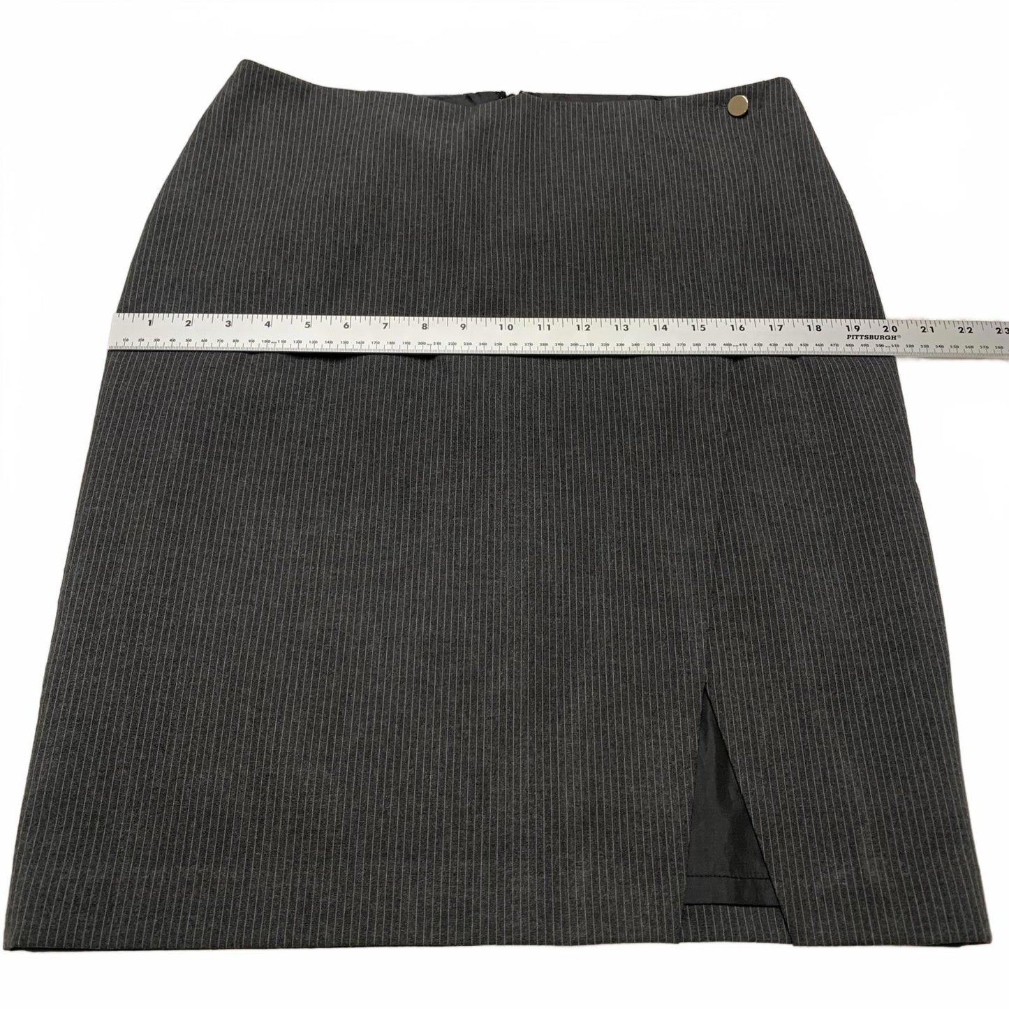 Vintage Marc New York Marc Andrew Womens Sz 12 Gray Pinstriped Skirt Side Slit