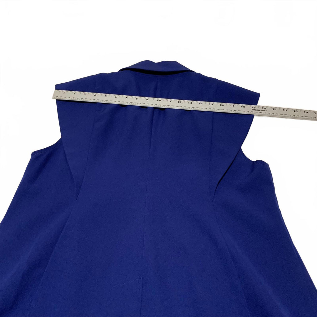 Chaqueta blazer azul rey forrada sin mangas para mujer