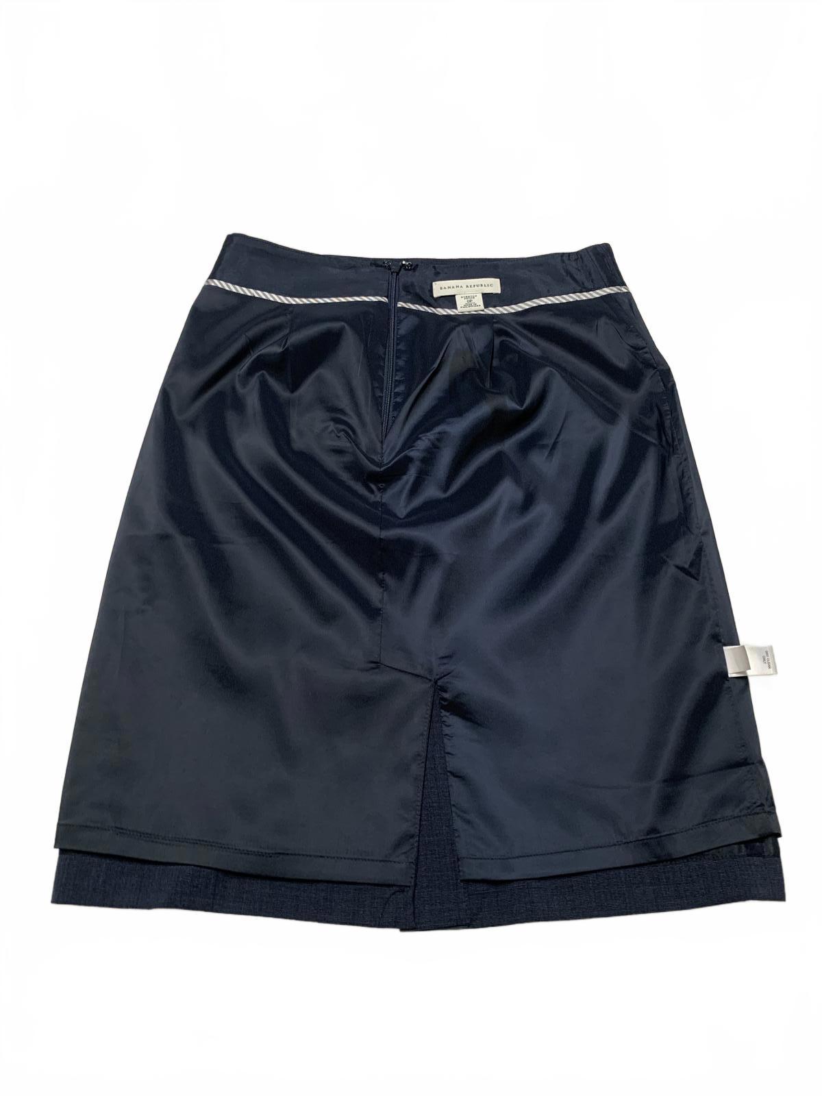 Vintage Banana Republic Womens Sz 0P Petite Navy Blue Skirt