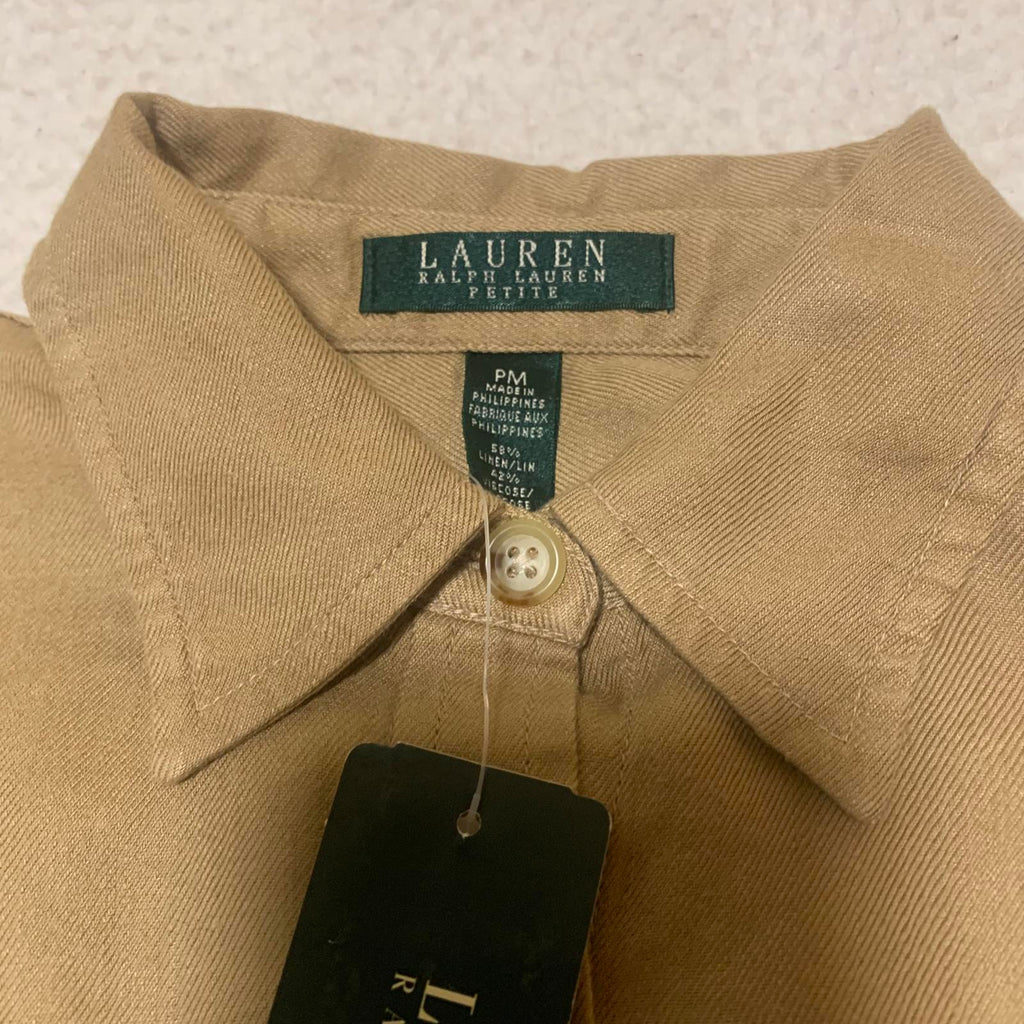 Vestido camisero con cinturón en color tostado medio de Lauren Ralph Lauren Petite para mujer