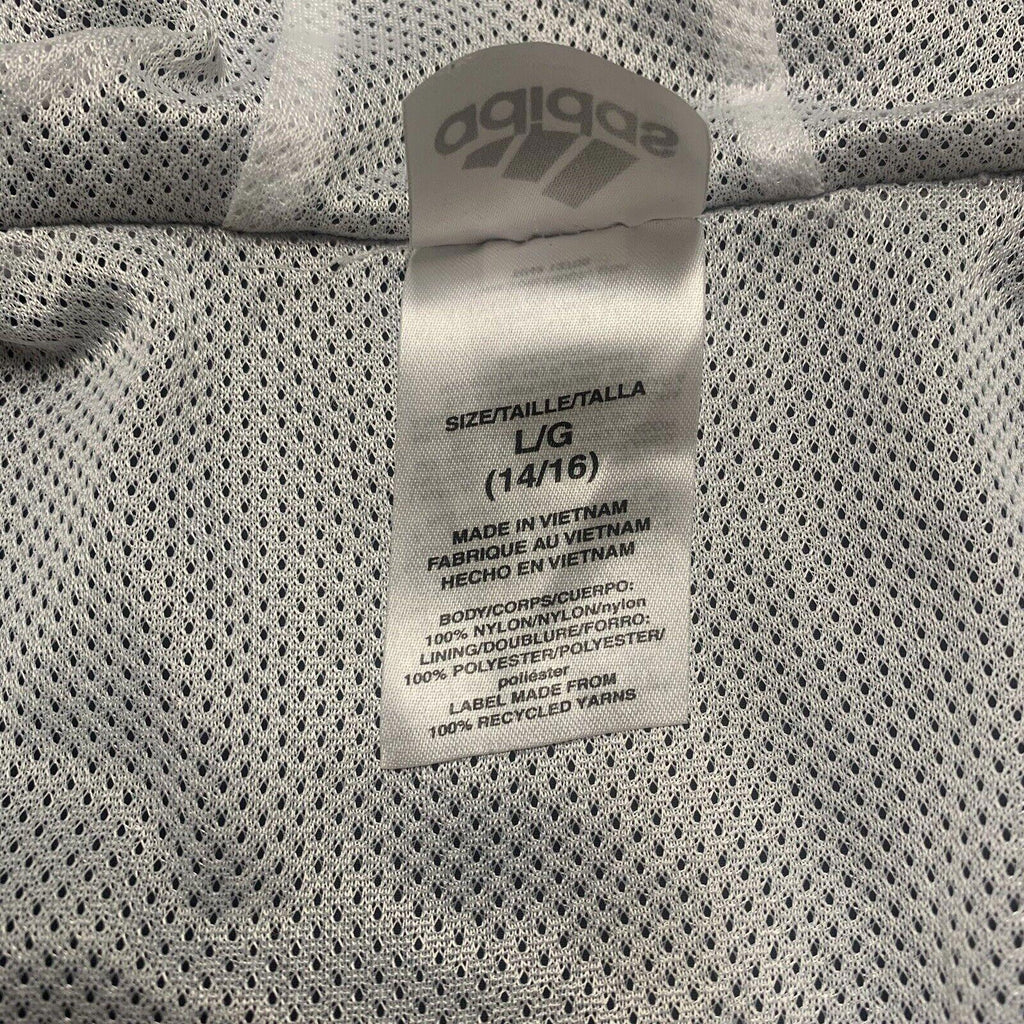 Chaqueta cortavientos con capucha y cremallera completa negra grande para niño de ADIDAS, talla 14/16