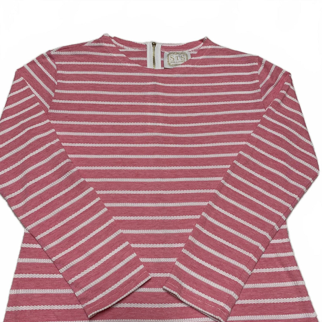 Vestido de verano de manga larga a rayas blancas y rosas de Sail to Sable Juniors, talla extra pequeña