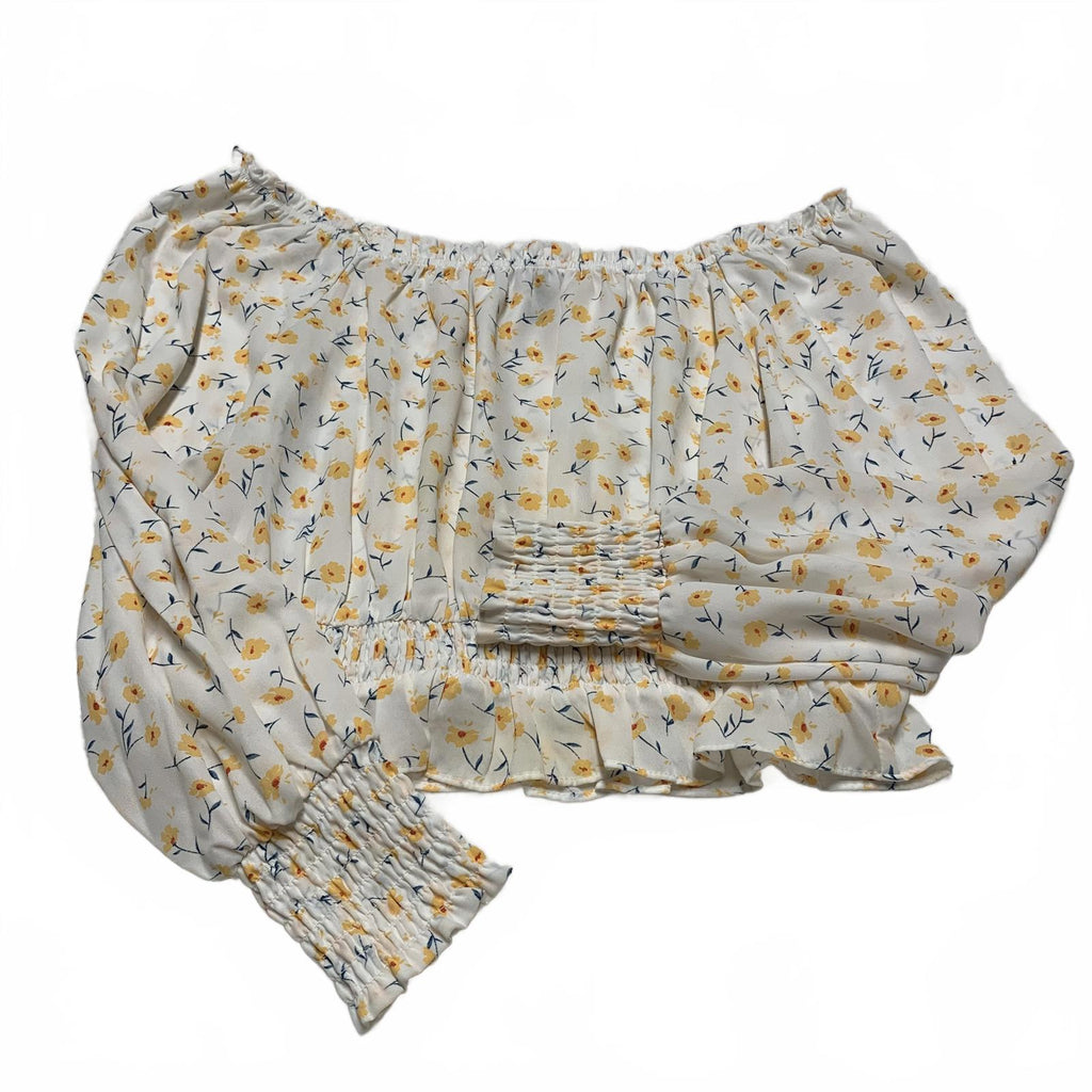 Top corto con hombros descubiertos y estampado floral de Helen Owen x Aqua para mujer, talla grande