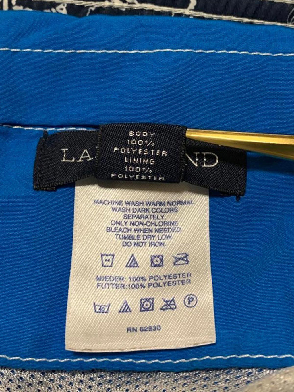 Bañador azul Lands End para hombre, talla L 36-38, con cordón en la cintura