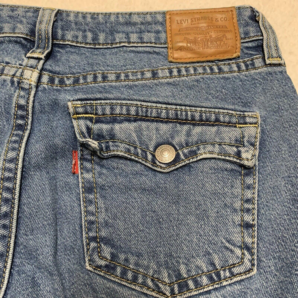 Vaqueros Levi's Premium para mujer, corte acampanado azul, bolsillo con solapa, talla 31/30