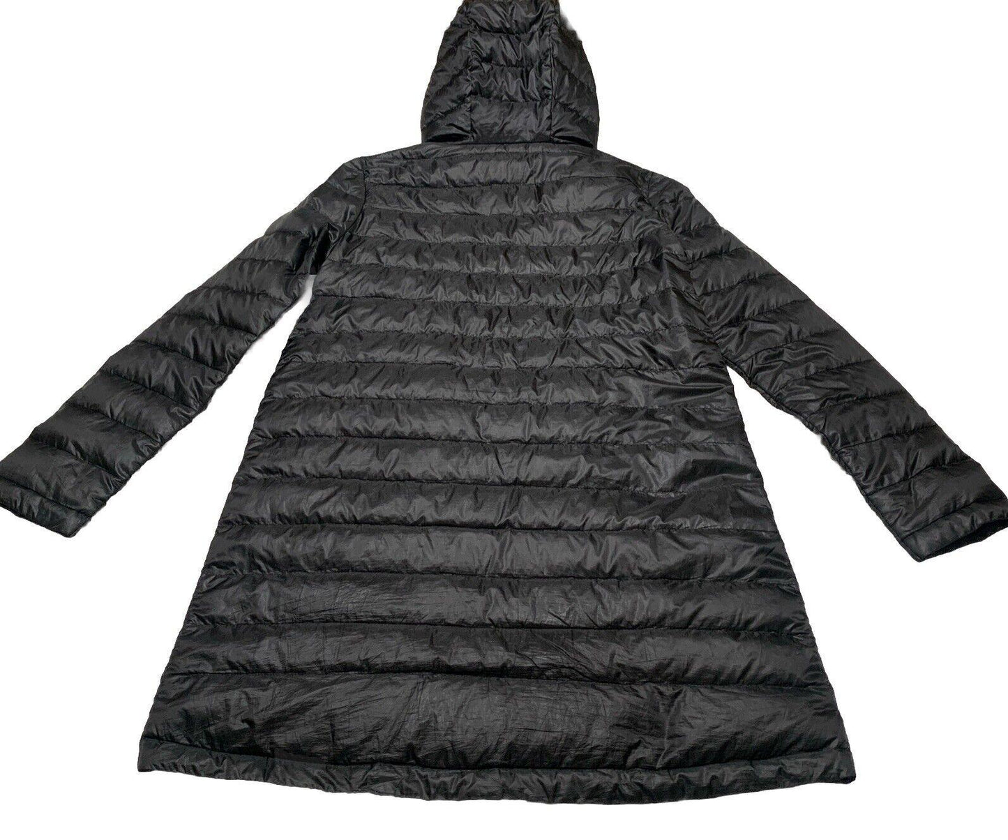 Zara Basic Women’s X-Small Black Lightweight Packable Puffer Long Hooded Jacket