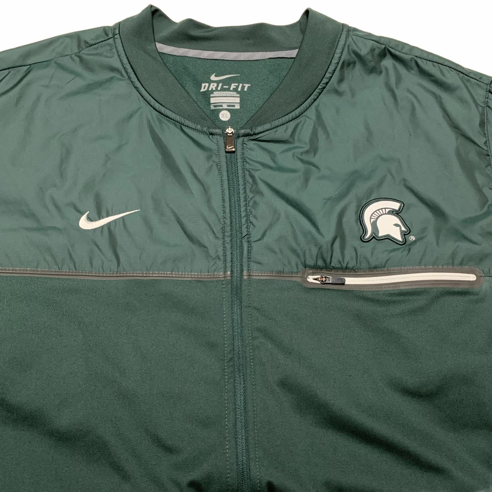 Chaqueta de fútbol Nike Dri-FIT para hombre, talla extragrande, verde, de los Michigan State Spartans