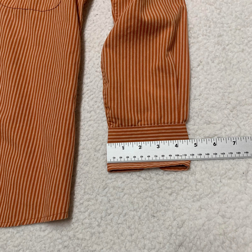Camisa a rayas naranja con botones, talla pequeña, para hombre de la Universidad de Antigua de Texas