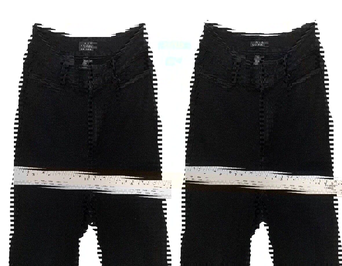 Pantalones chinos Lauren Ralph Lauren para mujer, talla 8, pierna recta, negros