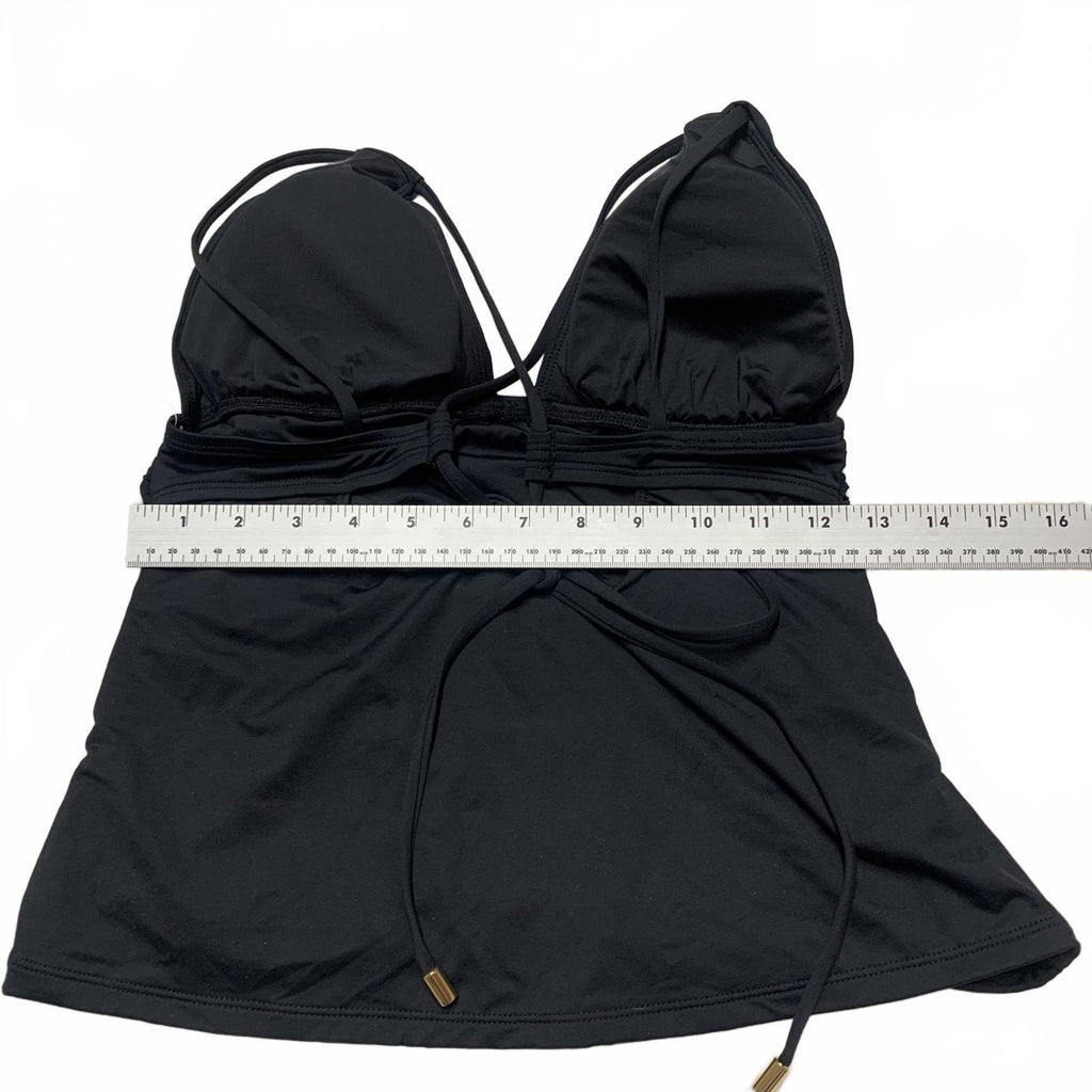 La Blanca Top de baño con cuello halter negro para mujer, talla 10, busto fruncido