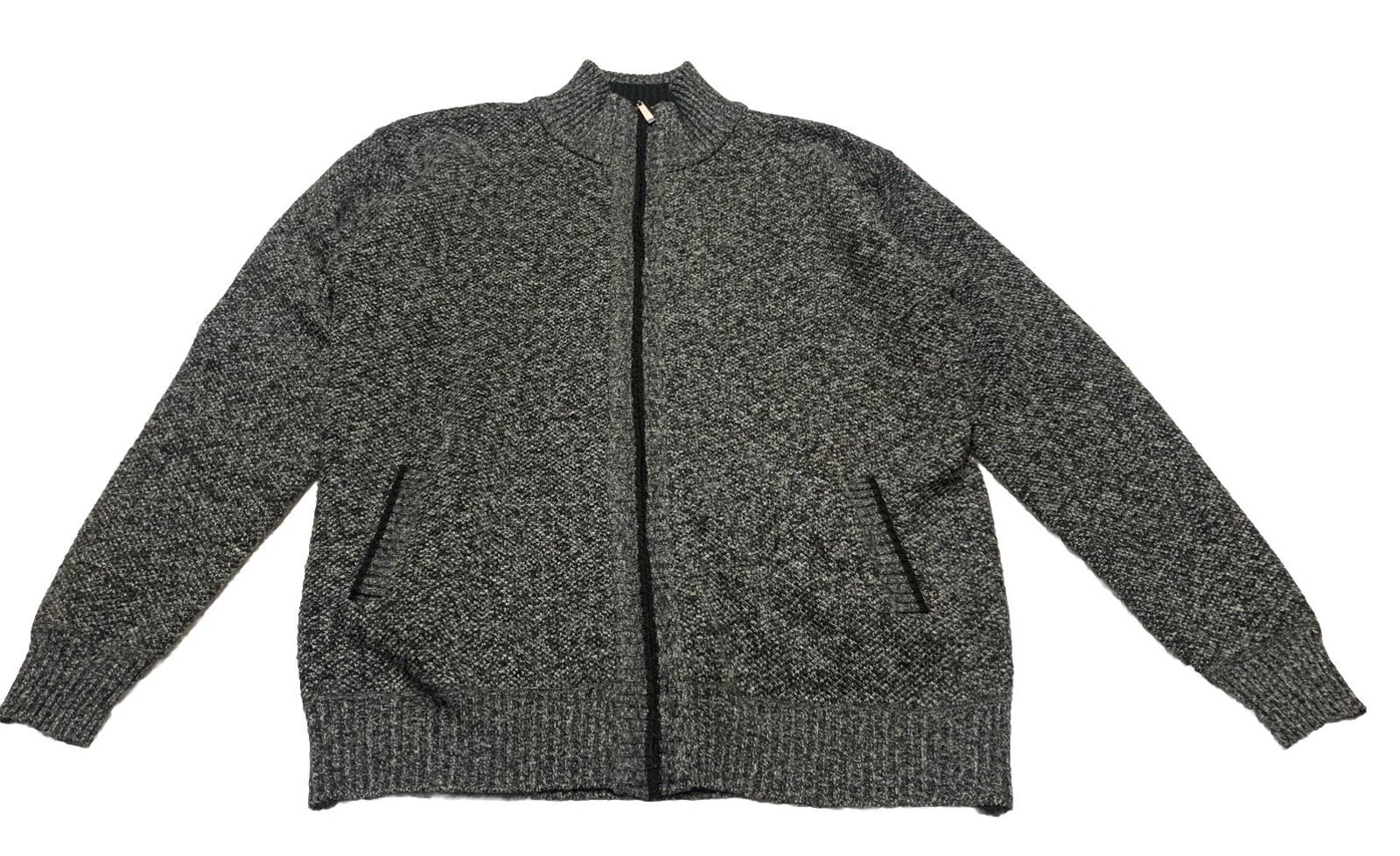 Cárdigan Alberto Cardinali para hombre XL, negro, gris, con cremallera completa, forro polar y coderas
