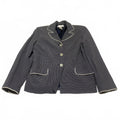 Vintage Casual Corner Petite Women's 8P Navy Blazer Piped Trim Button Jacket