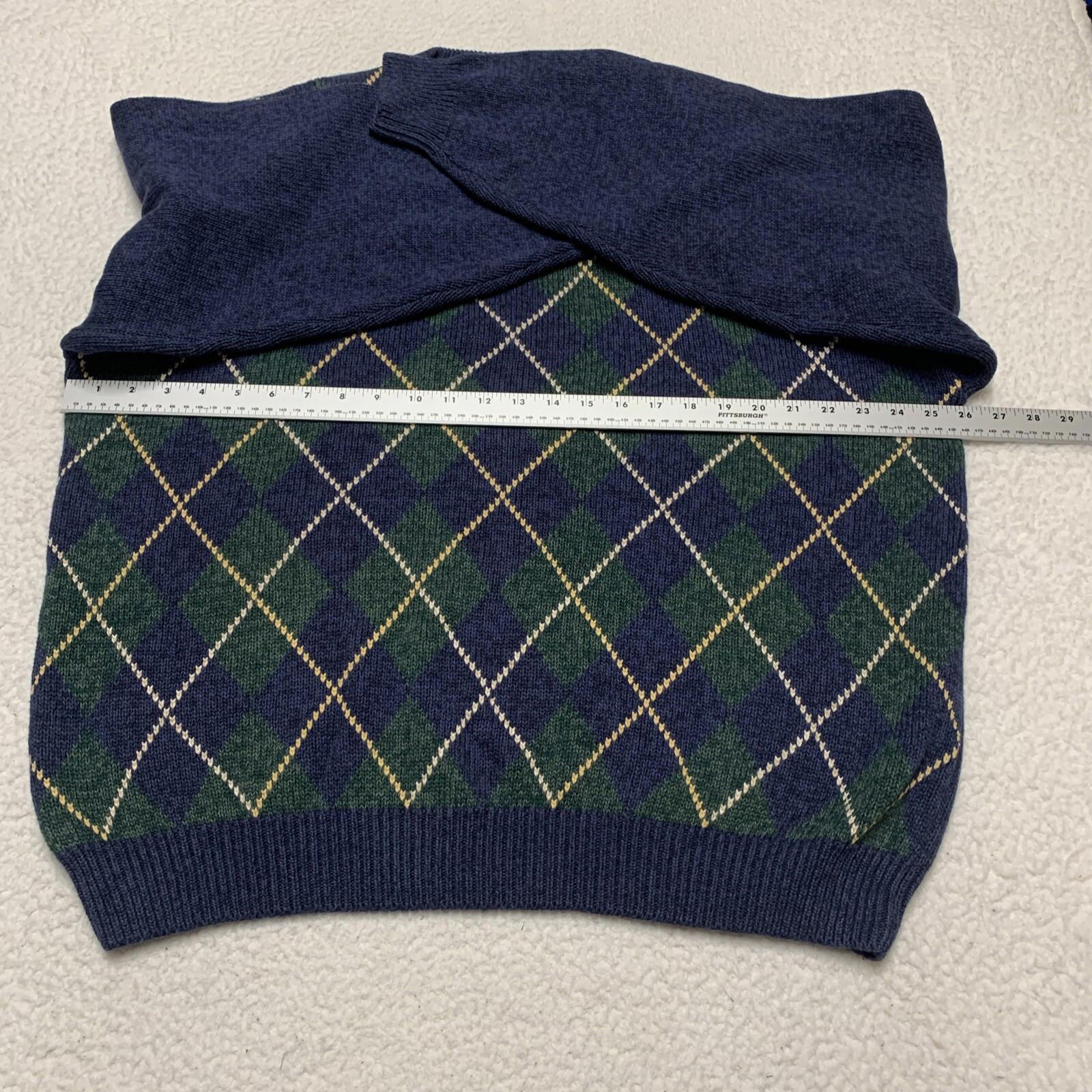 Suéter de punto azul verdoso XL de Izod para hombre, con rombos y cuello redondo, 100 % algodón