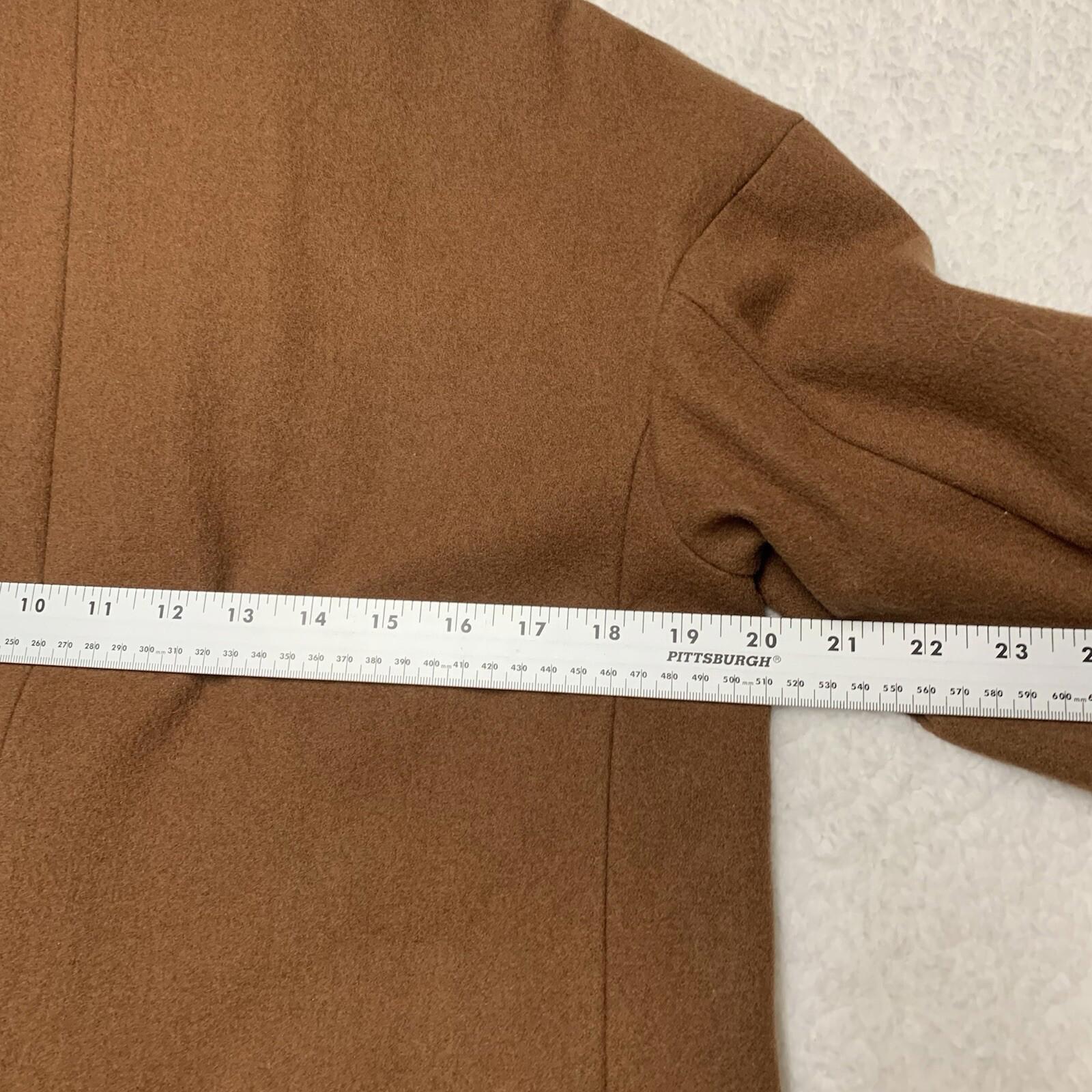 Cartonnier Wool Blazer Coat Women’s Small Brown Oversized Boyfriend 3/4 Sleeve