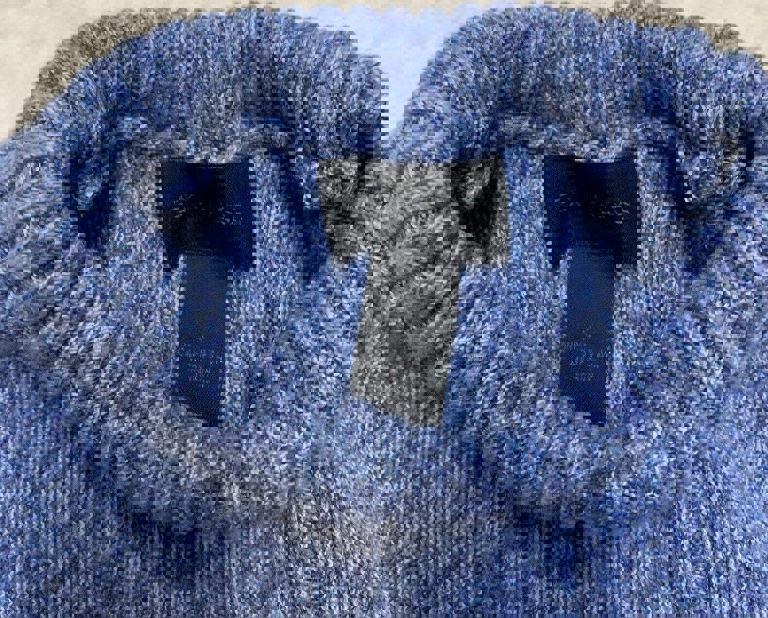 Suéter Express para mujer, cuello alto pequeño, punto trenzado acanalado, azul jaspeado