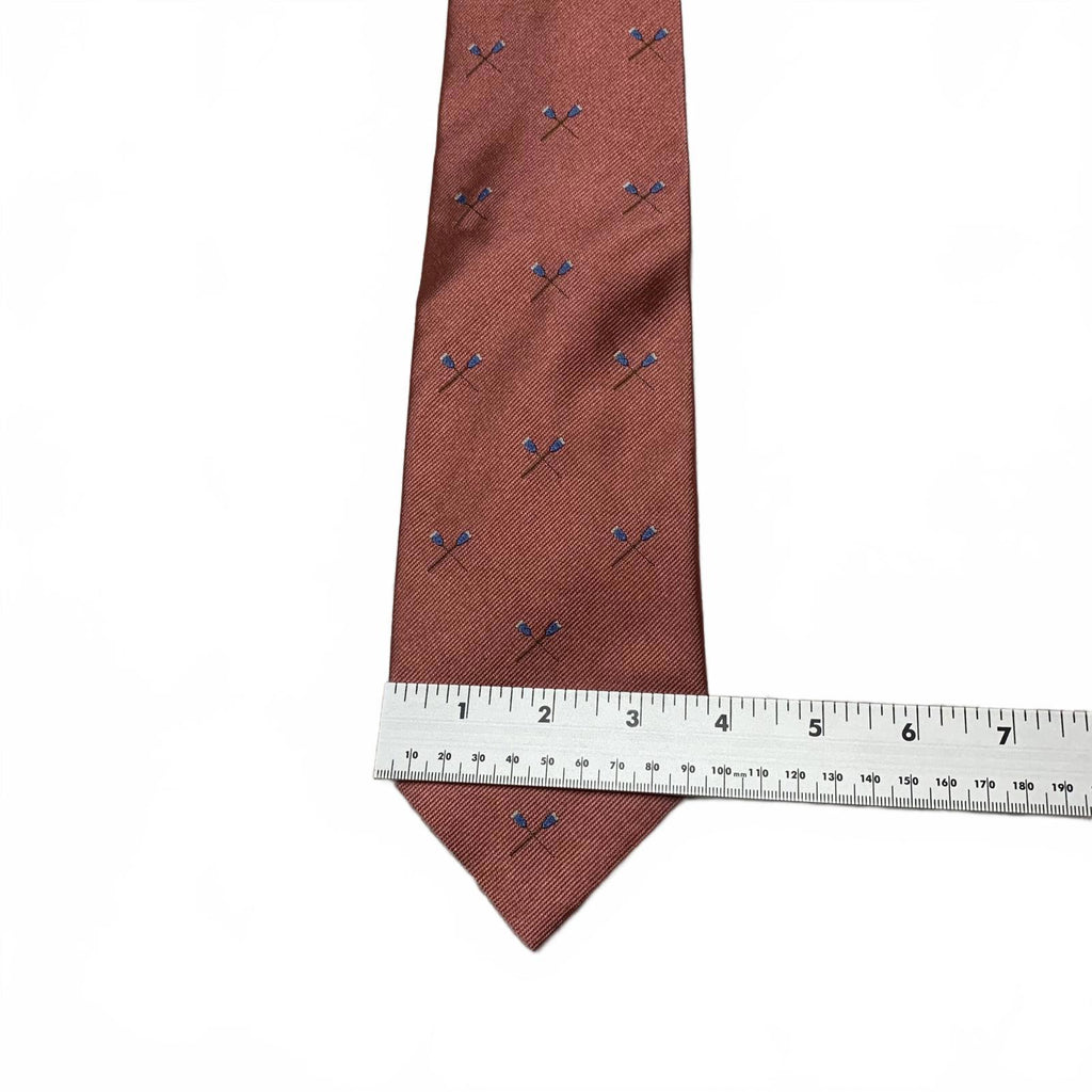 Corbata de seda rosa polvoriento OSFA para hombre de Brooks Brothers, estampado azul, EE. UU.