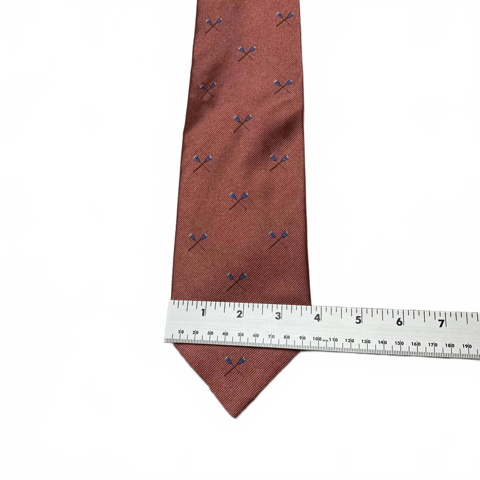 Corbata de seda rosa polvoriento OSFA para hombre de Brooks Brothers, estampado azul, EE. UU.