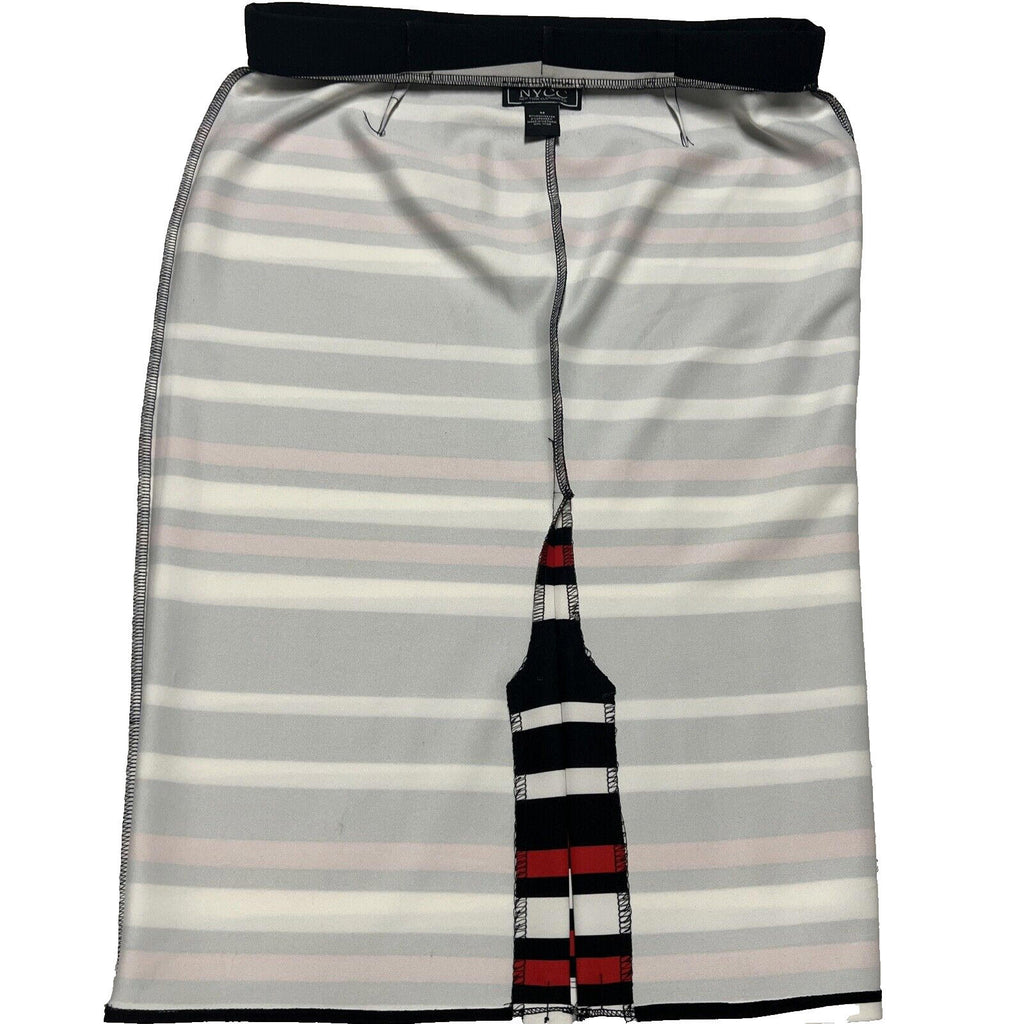 Falda tubo modesta hasta la rodilla con rayas rojas y negras de NYCC para mujer, talla M