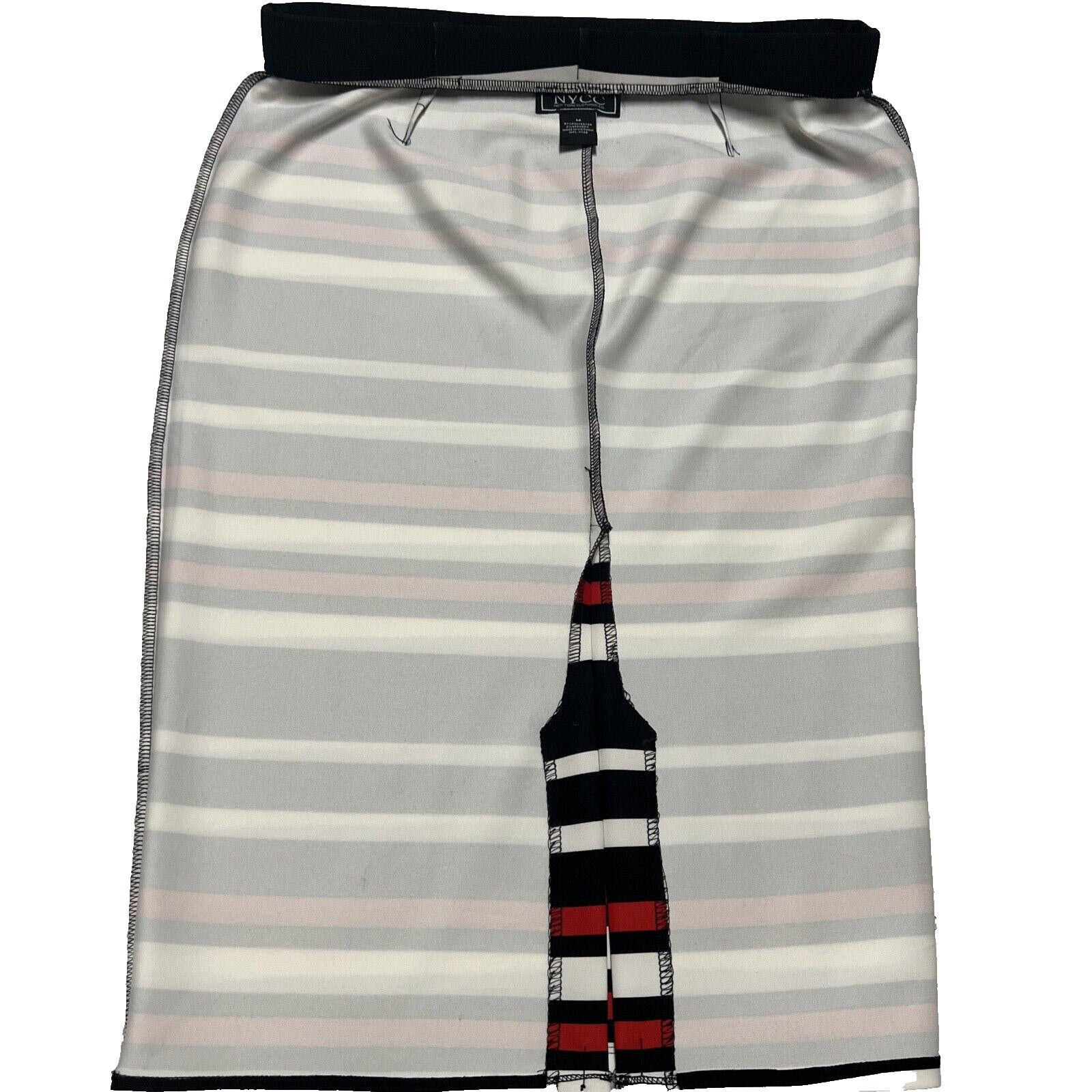 Falda tubo modesta hasta la rodilla con rayas rojas y negras de NYCC para mujer, talla M