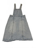 Zara Girls Size 13/14 Light Wash Distressed Denim Overall Skirt Frayed Hem