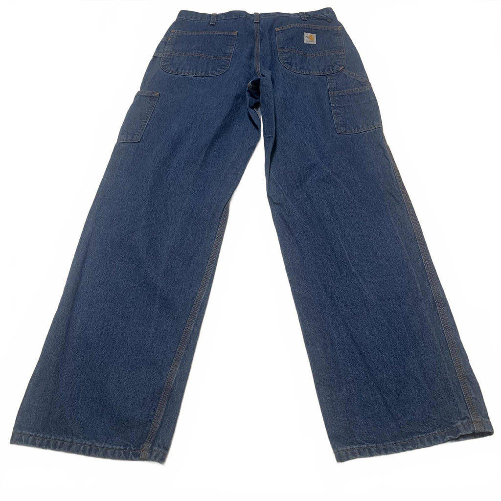 Pantalones de trabajo cargo de mezclilla azul Carhartt FRB13 DNM para hombre, talla 34 x 32, 32 x 32 (talla real)