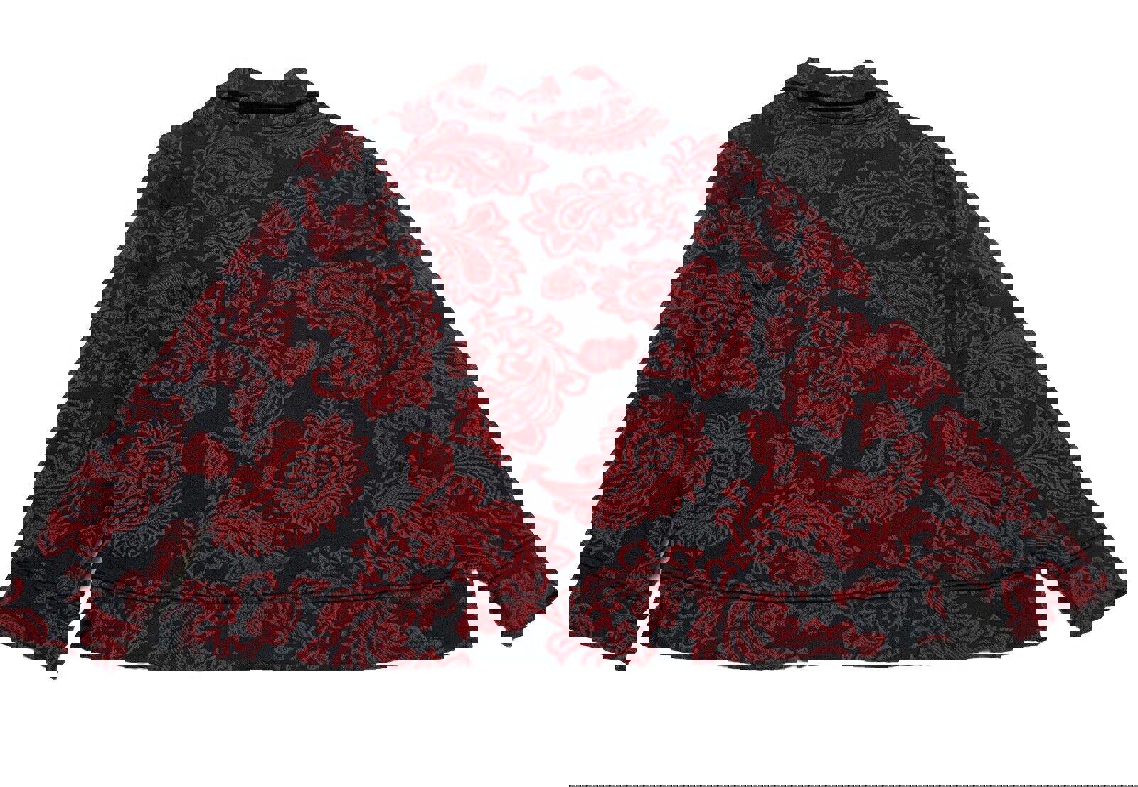 Suéter Croft &amp; Barrow para mujer, talla pequeña XL, con estampado floral de cachemira en rojo y negro, con cremallera y manga larga