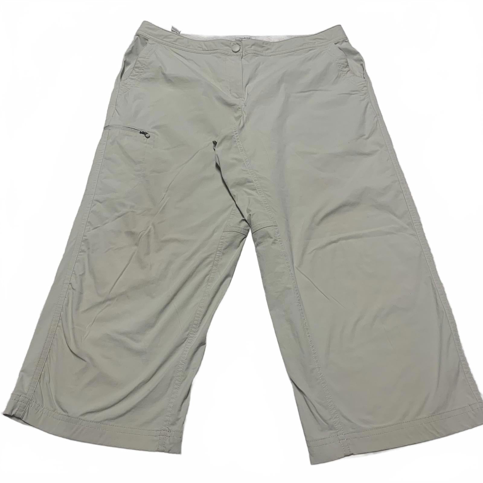 Pantalones capri cargo beige LL Bean para mujer, talla 12R, para actividades al aire libre, ancho 34 x largo 22,5 cm