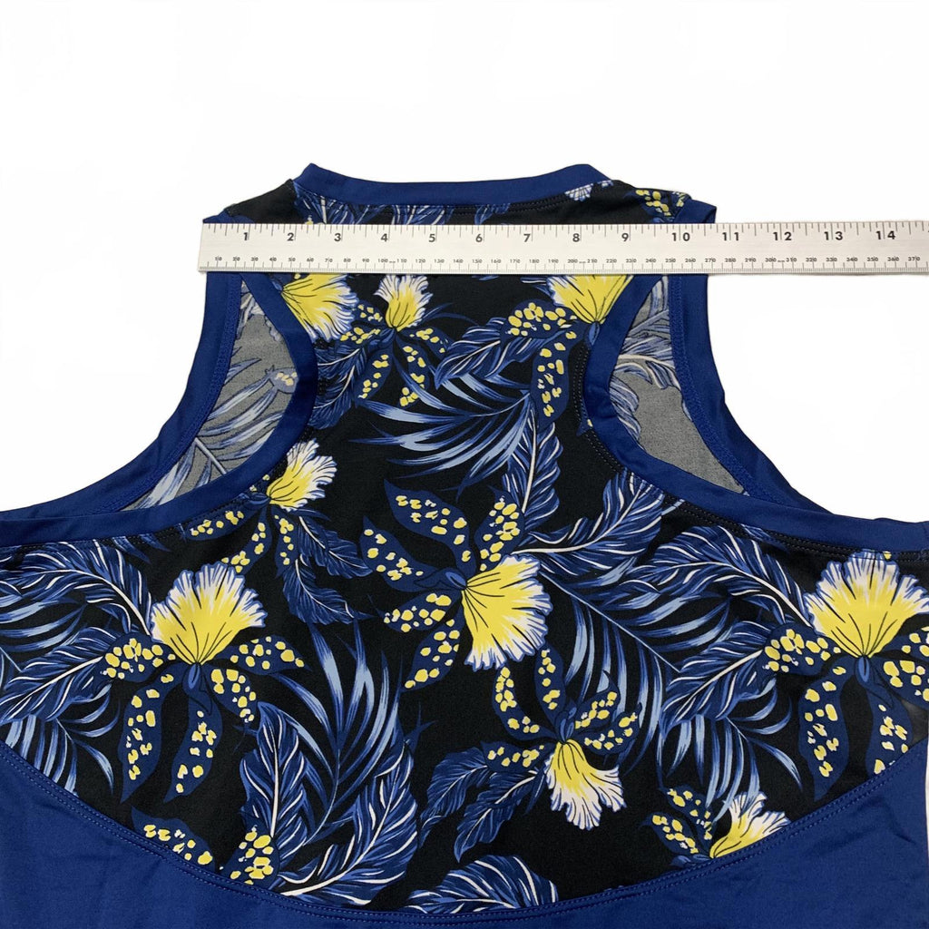 Top elástico sin mangas con estampado floral de jungla azul Debbie para mujer talla M TAIL