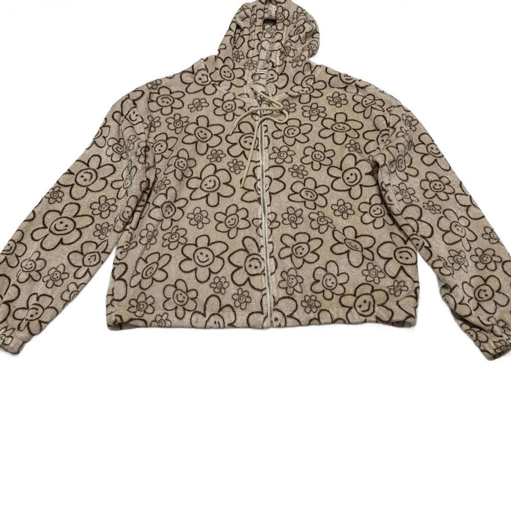 Chaqueta con capucha de polar con estampado floral beige Fire &amp; Fleur para mujer, talla 3XL
