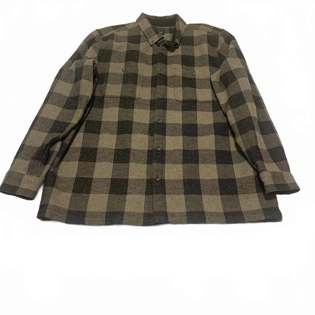 Camisa de botones de corte estándar de GAP para hombre, talla XL, color oliva y negro, con cuadros estilo búfalo