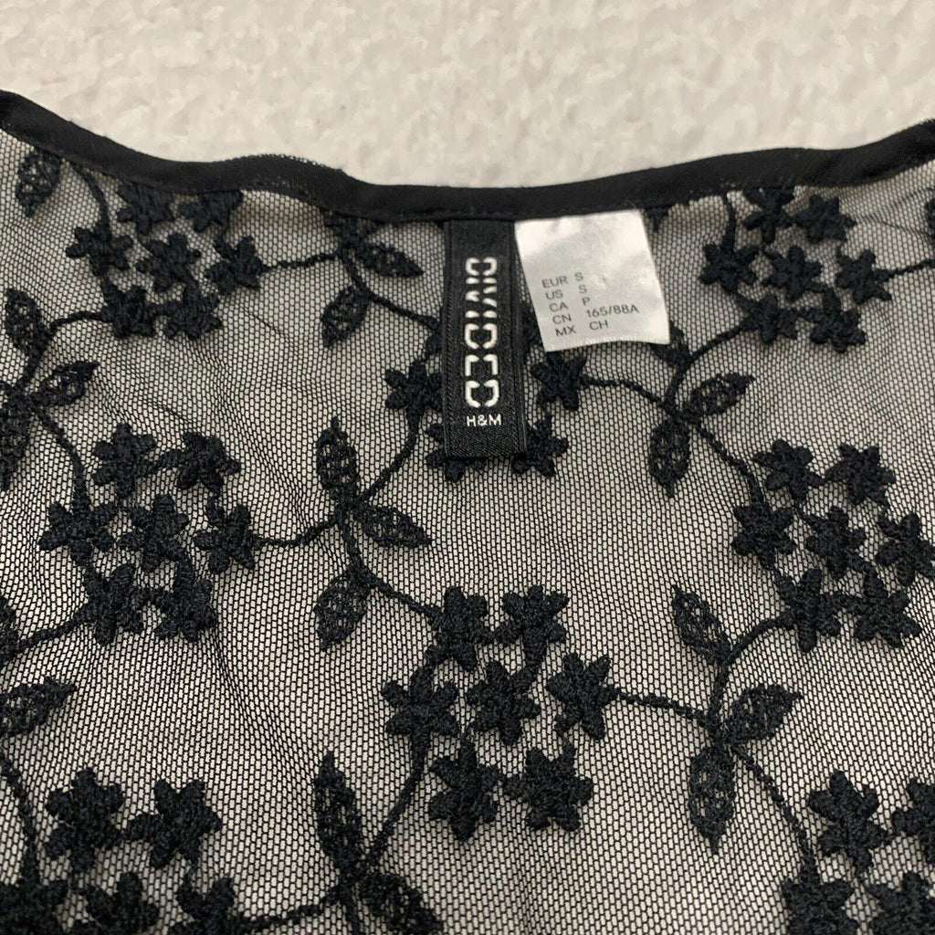 Bufanda tipo chal con flecos de encaje negro para mujer, talla S, estilo bohemio grunge, de H&amp;M