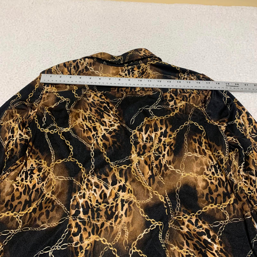 Blusa de manga larga negra y dorada con estampado de leopardo para mujer, talla XXL, de Miss Tina Knowles