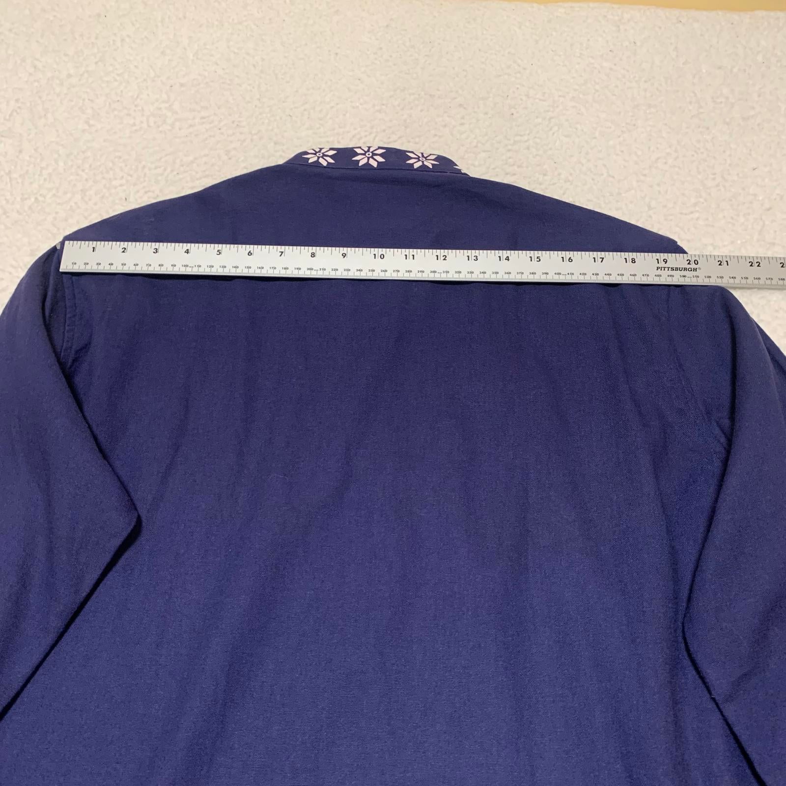 Camisa de algodón con cuello túnica bordada de manga larga azul talla XL para hombre de Coofandy