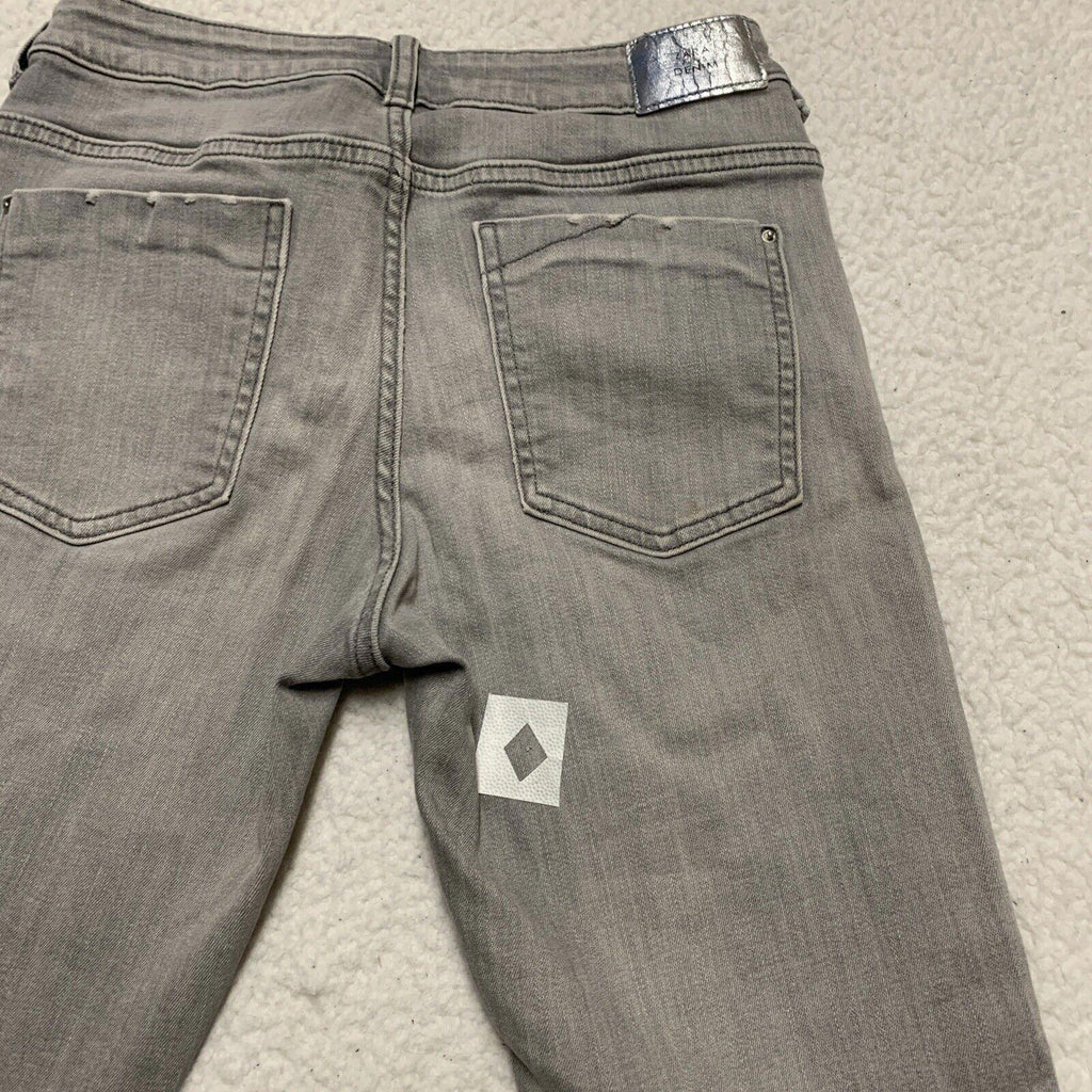 Vaqueros desgastados ajustados de lavado claro gris talla 6 para mujer de Zara