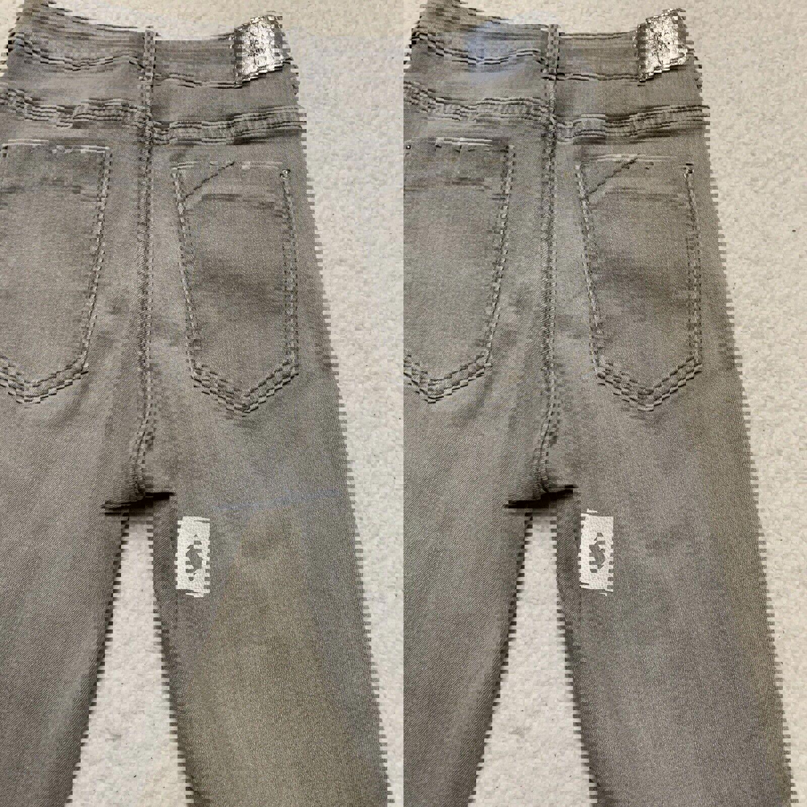 Vaqueros desgastados ajustados de lavado claro gris talla 6 para mujer de Zara