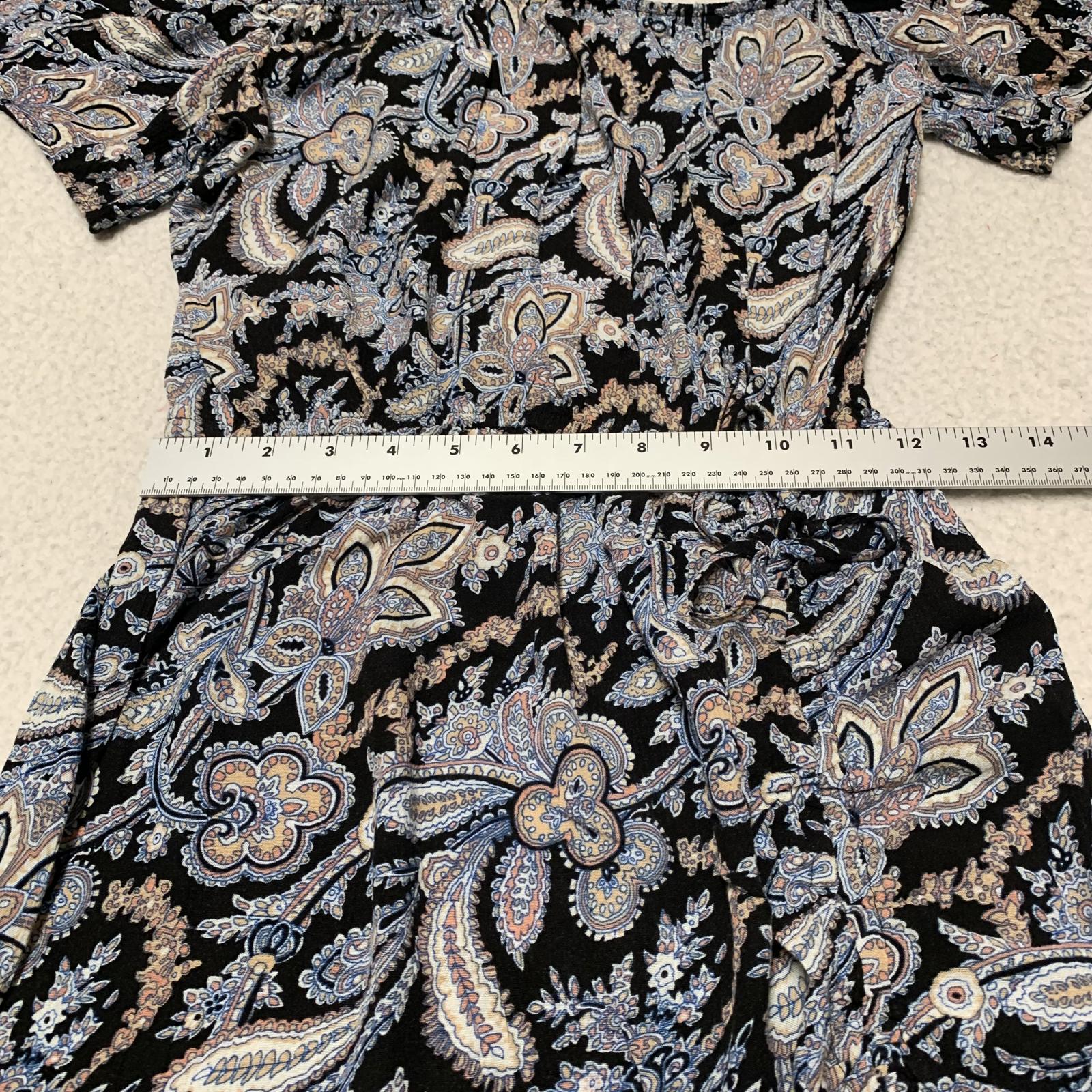 Vestido largo con estampado floral de rayón de manga corta para mujer, talla M, color aguamarina