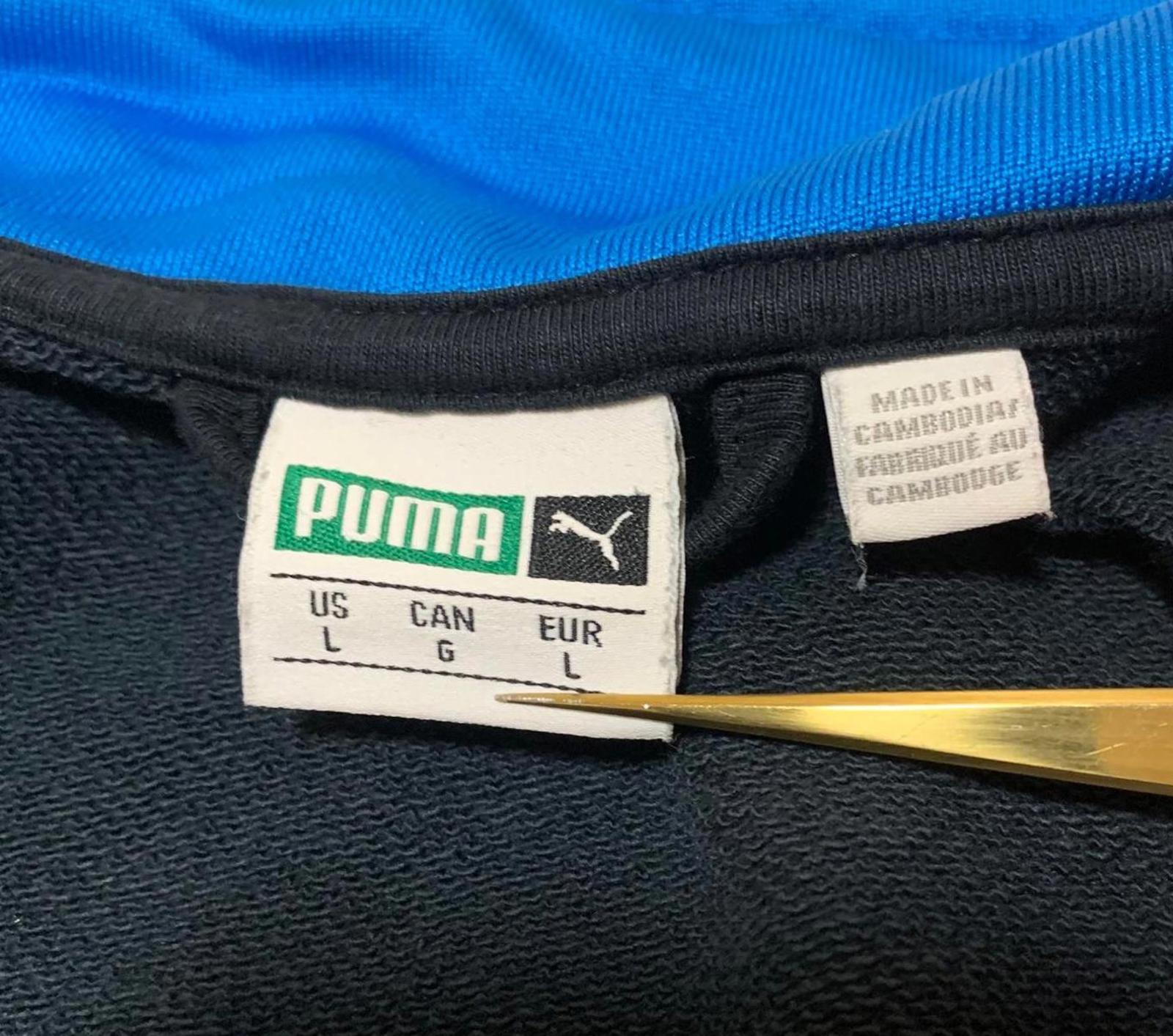 Chaqueta deportiva Puma para hombre, talla L, color negro y azul rey, con cremallera