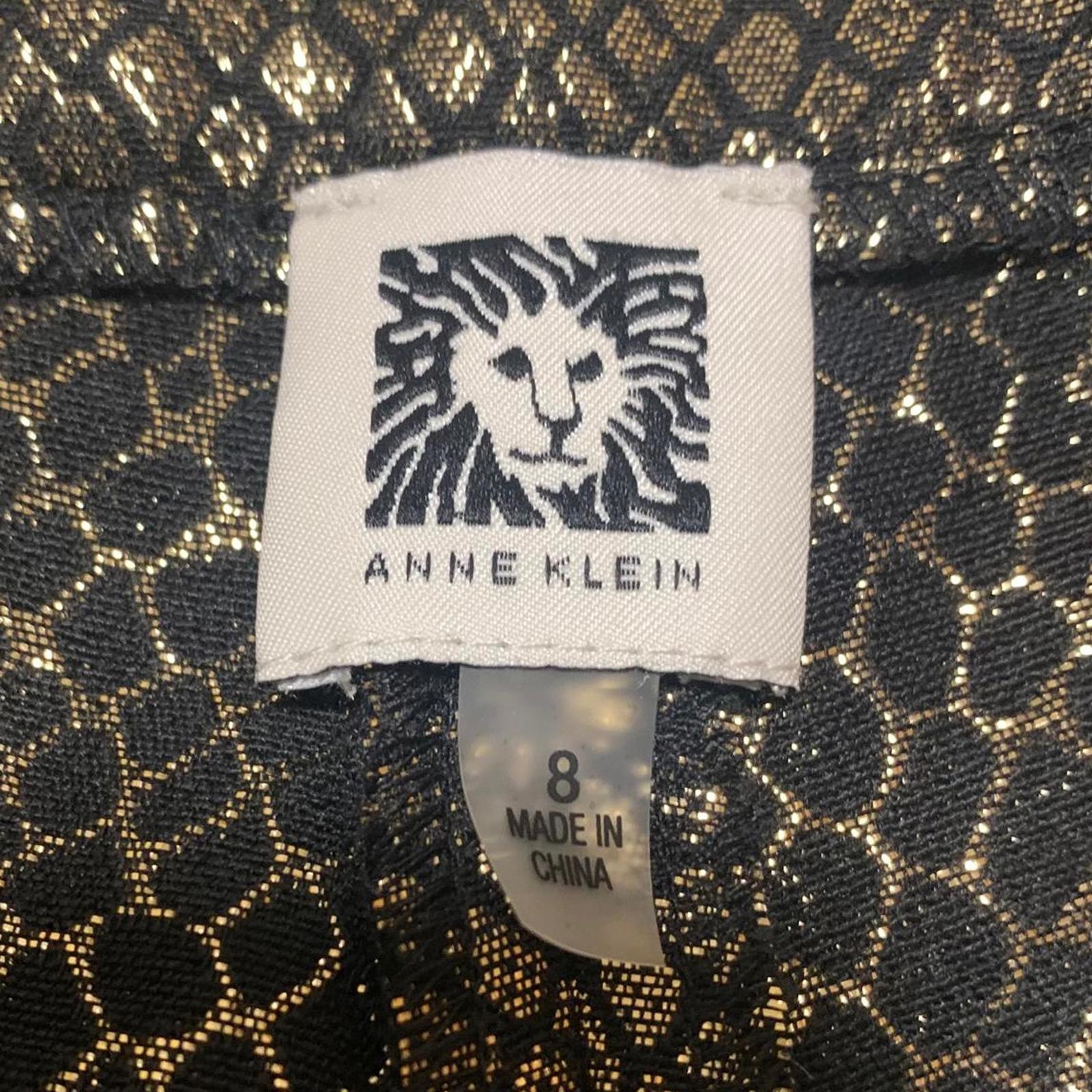 Pantalones Anne Klein para mujer, talla 8, con estampado de piel de serpiente en negro y dorado metalizado