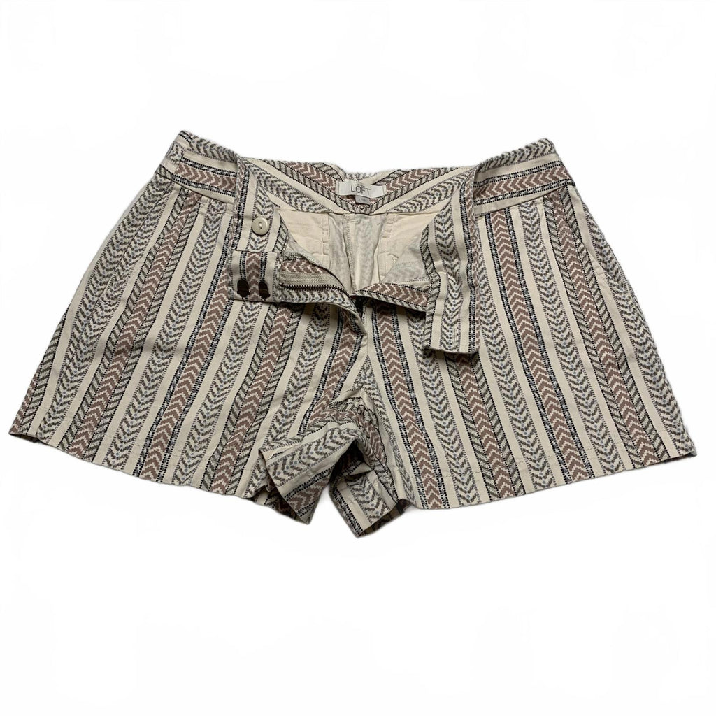 Pantalones cortos LOFT de rayas verticales beige neutro para mujer, talla 2, talla 30,5, India