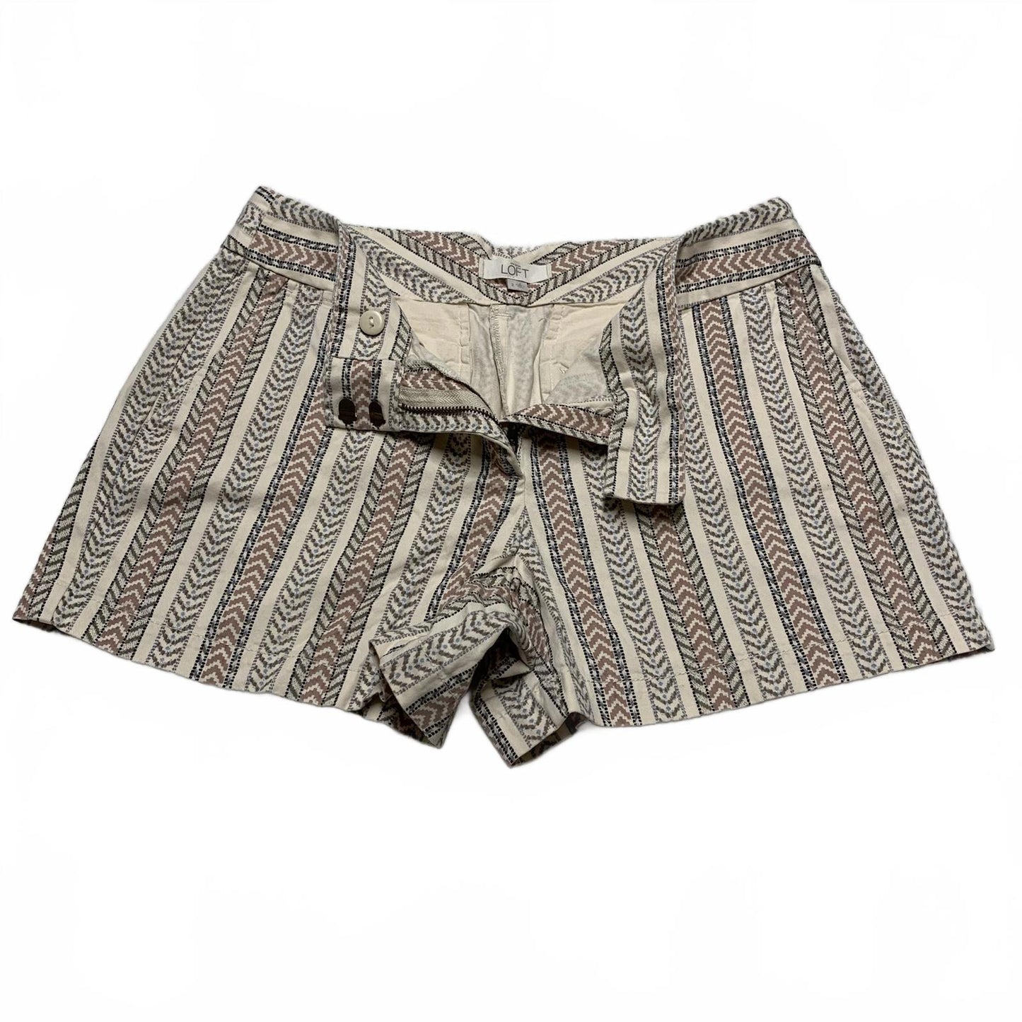 LOFT Women's Size 2 Neutral Beige Vertical Striped Shorts W 30.5 India