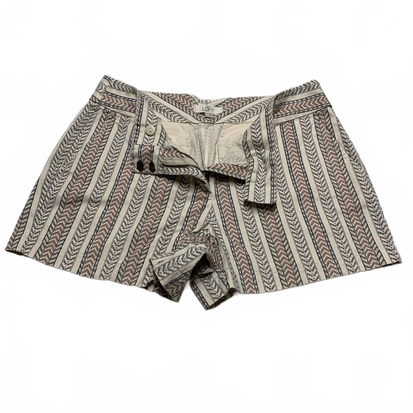 Pantalones cortos LOFT de rayas verticales beige neutro para mujer, talla 2, talla 30,5, India