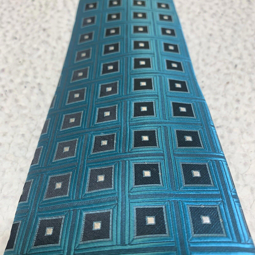 Adolfo Men's Formal Tie Classic Size Turquoise and  Black
