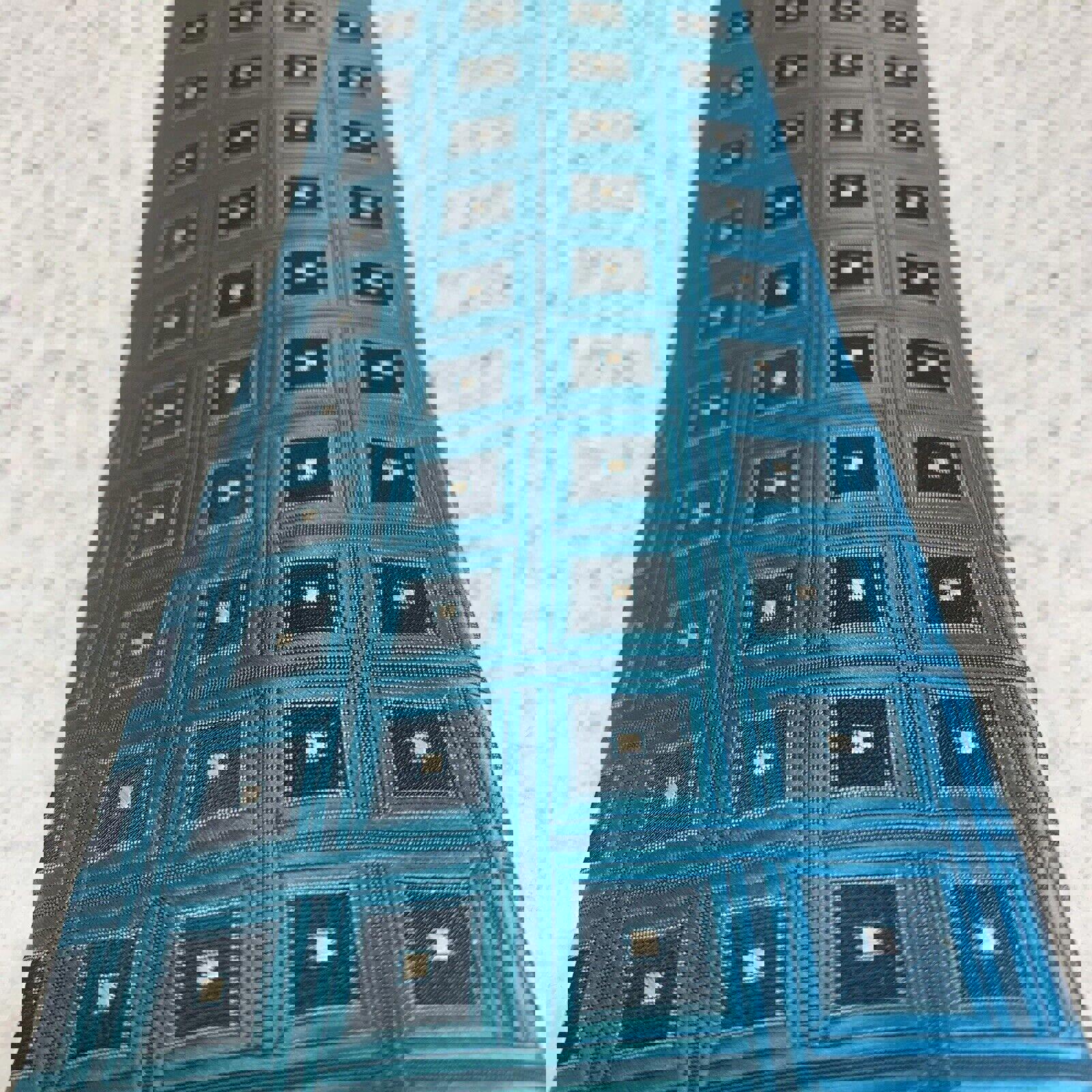 Adolfo Men's Formal Tie Classic Size Turquoise and  Black