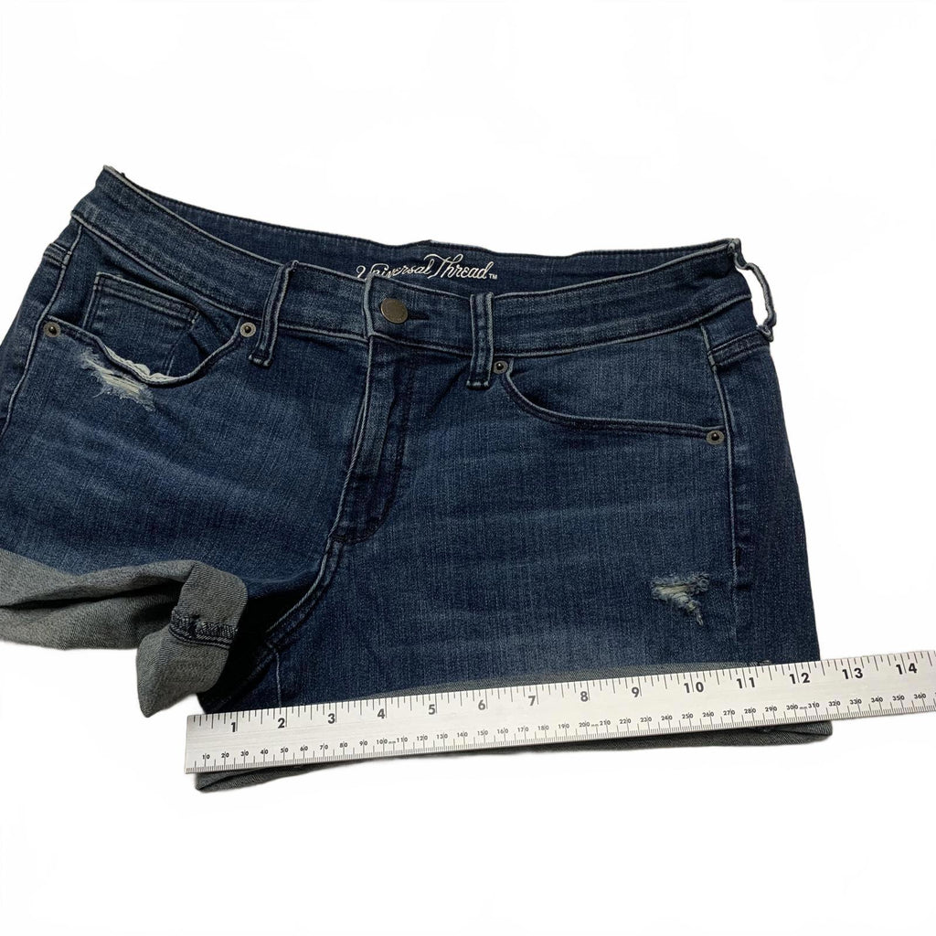 Pantalones cortos vaqueros de tiro medio azules de Universal Thread para mujer, talla 10