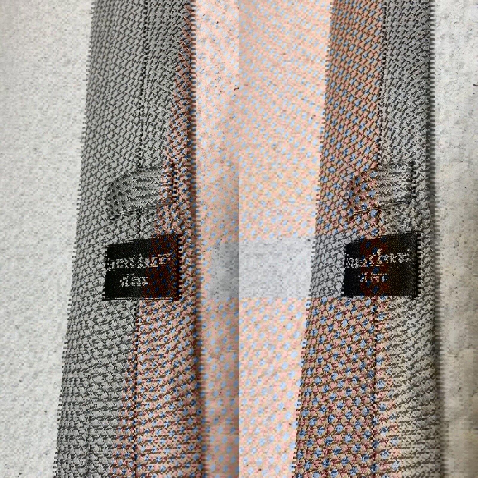 Corbata para hombre Laurant Bennet Milano de 58 pulgadas, color melocotón, gris azulado, marrón, estampado de cuadros