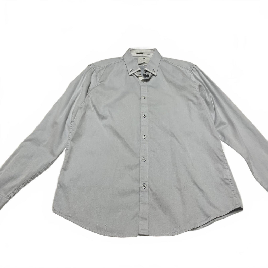 Camisa de vestir Blackberrys para hombre, talla L/40, azul grisáceo, corte entallado, 2 capas, ultra