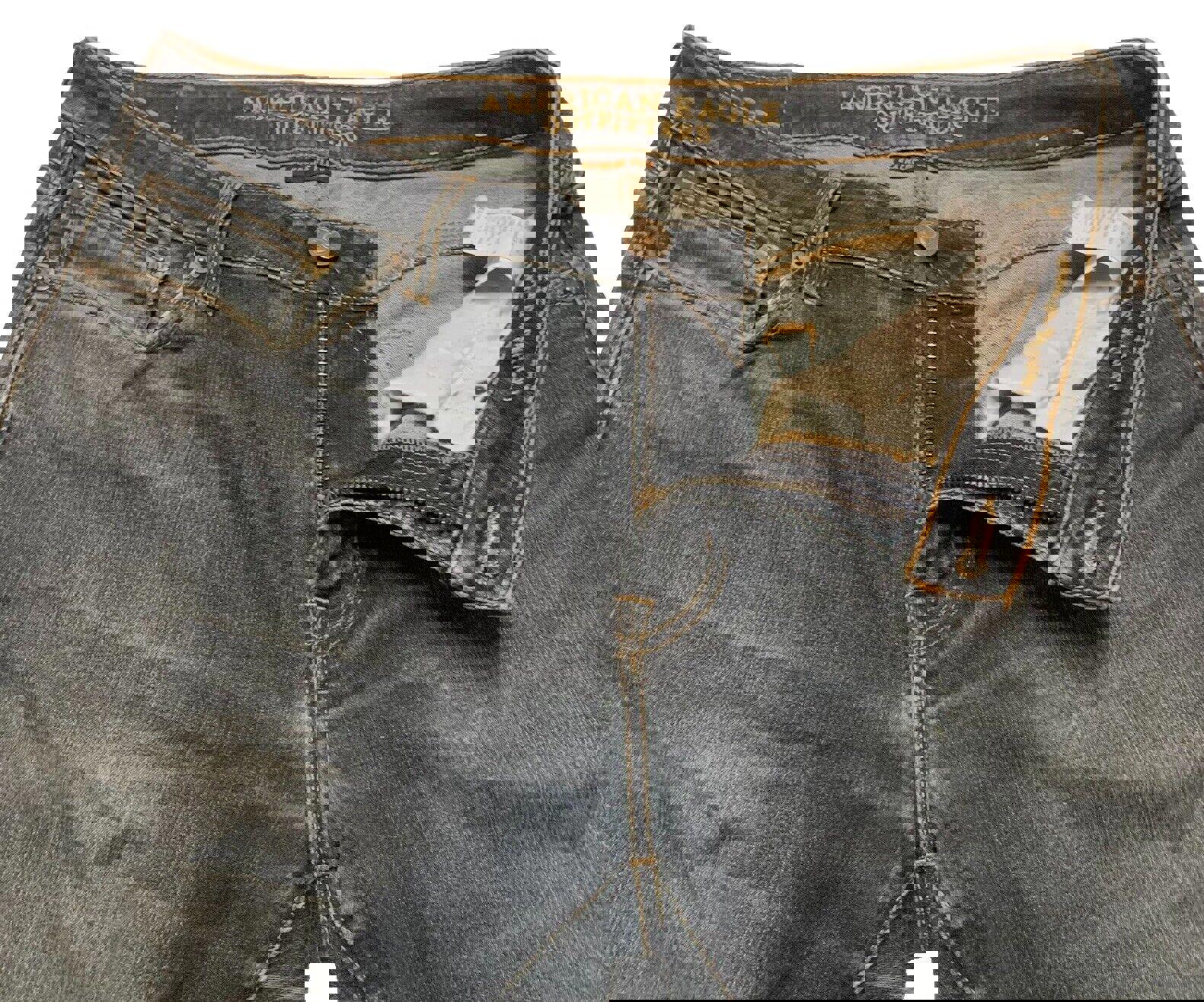 Vaqueros rectos American Eagle Outfitters para hombre, denim flexible con lavado azul oscuro, talla 32/34